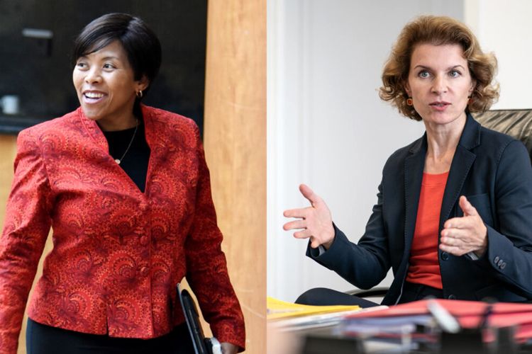 Fundi Tshazibana (left) Sabine Mauderer (right)