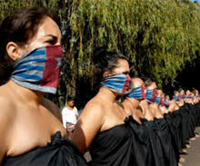 Indigenous women protest the situation facing Papuans. Source: Oceania Interrupted; Photography: Sangeeta Sing