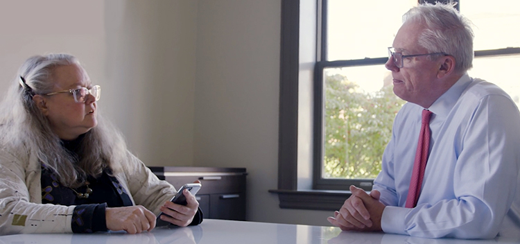 Julie Gorte SrVP Sustainable Investing with Joseph Keefe pres and CEO Pax World Funds