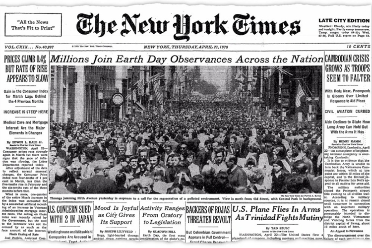 NYTimes--First Earth Day April22, 1970