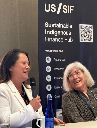 Rebecca Adamson and Fawn Sharp at US SIF Forum 2025